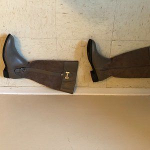 Karen Scott suede and leather knee length boots